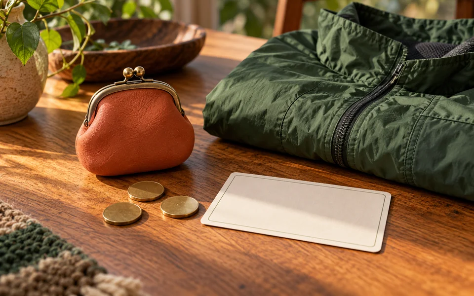 Unmarked tokens, a closed coin purse and a blank card introduce incentives and health habits.